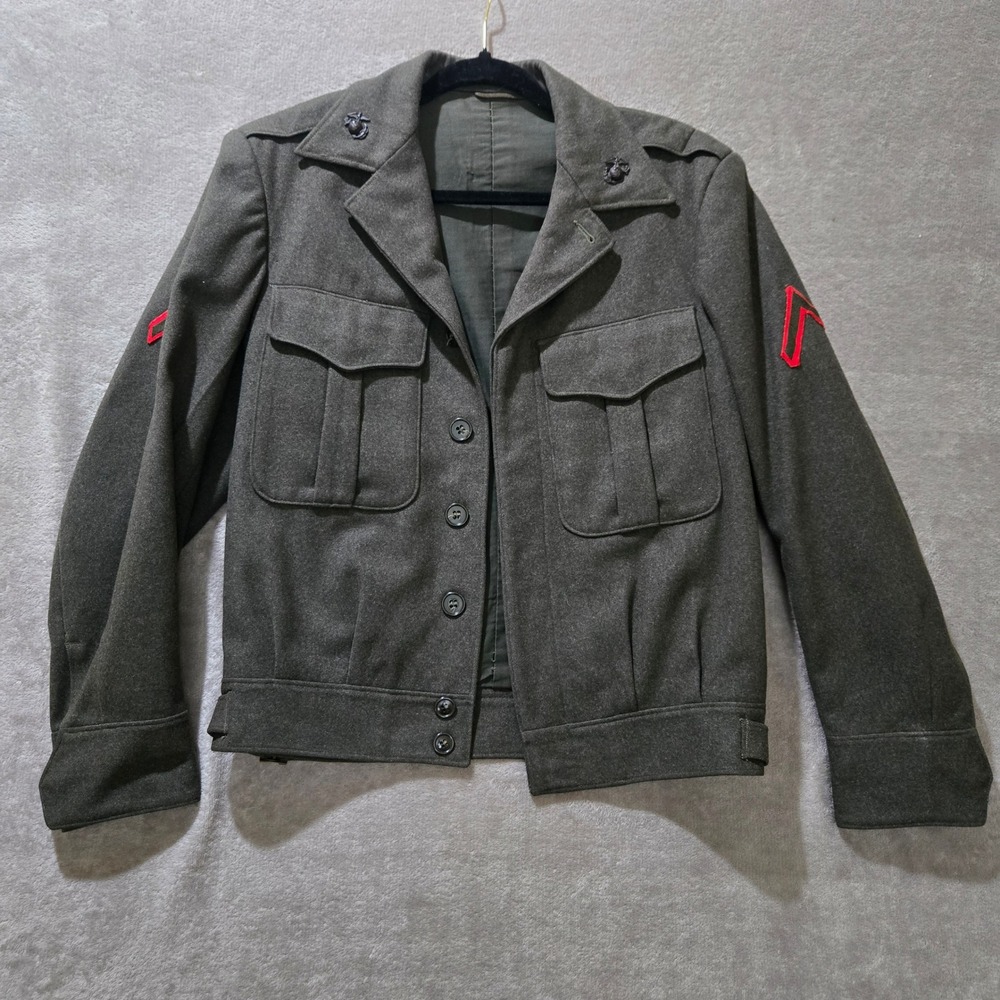 Vtg Military Wool Jacket Womens Small‎ Army Green Uniform Coat Granola Statement